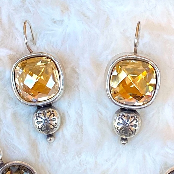 Brighton SELENE Champagne Neutral Crystal Pearl Necklace Bracelet Earrings set - Picture 3 of 16